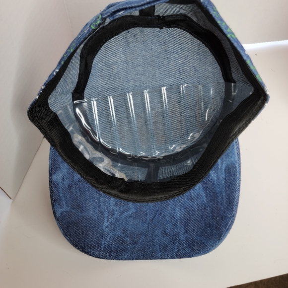 `H25703 NWT Professional Style Splash Denim Rhinestone Fleur De Lis Cadet Caps - Picture 5 of 5